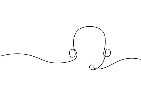 Continuous line headphone. Wire set one line call telephone hotline support Stock-Illustration
