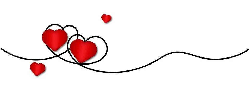 Continuous line heart shape border with realistic heart on white background.. Ilustração Stock