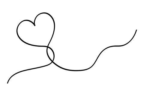 Continuous line heart. trendy simple love symbol illustration Stock Illustration
