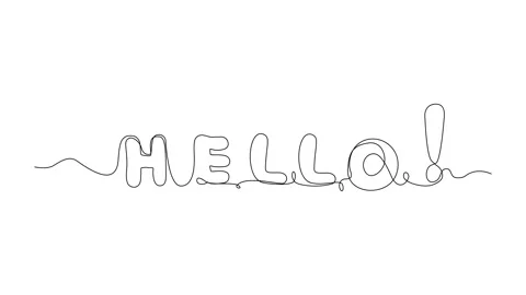 Continuous Line Hello Icon, Monoline Greeting symbol, Hi Sign, Greeting Message Stock Footage 250165535
