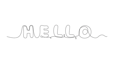 Continuous Line Hello, One Line Welcome Quote, Hi Sign, Greeting Message Stock Footage 250165533