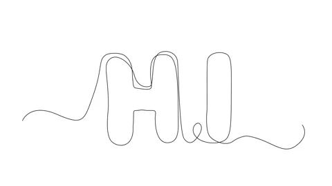 Continuous Line Hi Icon, Greeting, One Line Welcome Quote Silhouette, Hello Sign Stock Footage 250165534