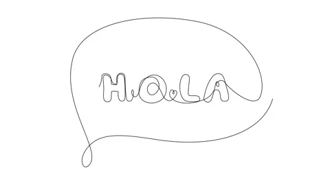 Continuous Line Hola Icon, One Line Hello Quote Silhouette, Spanish HOLA Sign Video stock 250165544