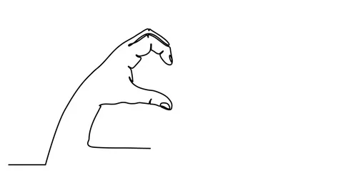 Continuous Line I Love Vector Sketch - Man Hands Showing Heart Stock Footage 143309887