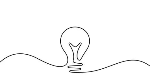 Continuous line idea bulb icon. One light bulb silhouette. Electric lightbulb Stock Illustration