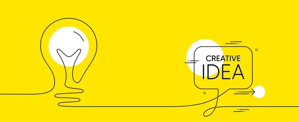 Continuous line idea bulb icon. One light bulb silhouette. Speech bubble with Illustrazione stock