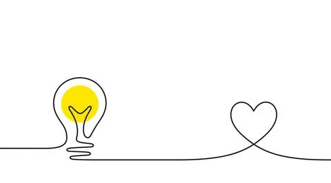 Continuous line idea icon. One light bulb silhouette. Electric lightbulb icon Stockillustratie