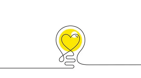 Continuous line idea icon. One light bulb silhouette. Electric lightbulb icon Stockillustratie