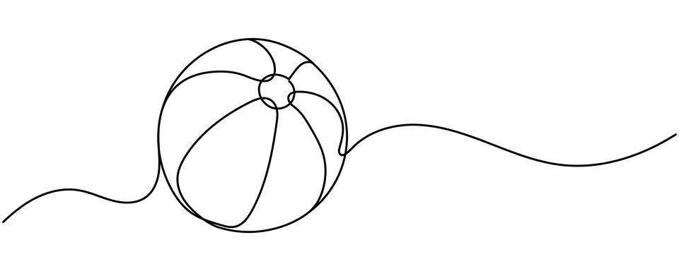 Continuous line inflatable beach ball icon representing summer fun. Editabl.. 스톡 일러스트