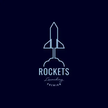 Continuous line launch rocket logo design Stock Illustration