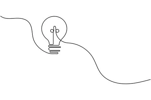 Continuous Line Light Bulb One Line Drawing Minimalist Style Illustrazione stock
