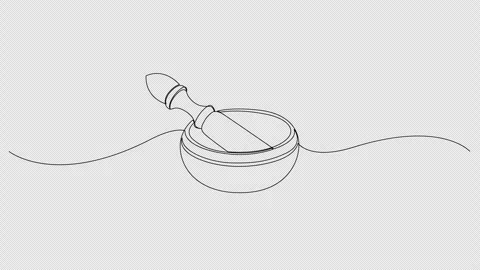 Continuous Line Meditation Bowl Horizontal Animation Stock Footage 328651058