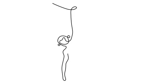 Continuous line monkeys hanging trees Stock Footage 143309917