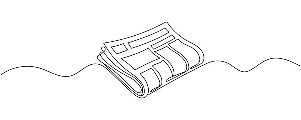 Continuous line newspaper icon representing daily news and press. Editable .. 스톡 일러스트