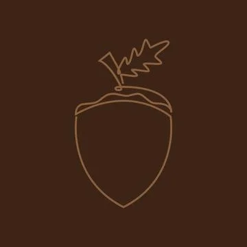 Continuous line oak fruit logo design, vector graphic symbol icon illustrat.. Stock Illustration
