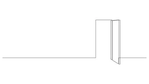 Continuous Line Open Door Banner Editable Stroke 스톡 일러스트