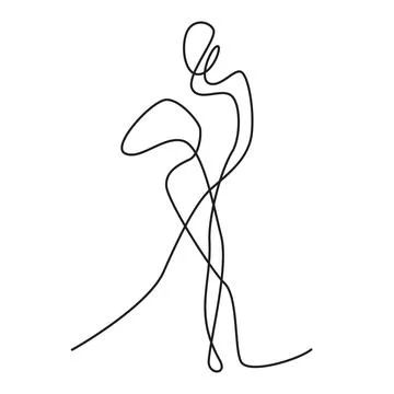 Continuous line or one line drawing of a female silhouette. Stock Illustration