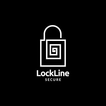 Continuous line padlock logo design Stock Illustration