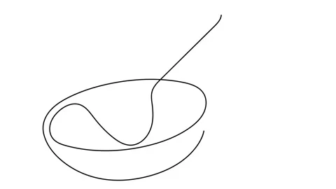 Continuous line Pan and spatula Stock Footage 143309929