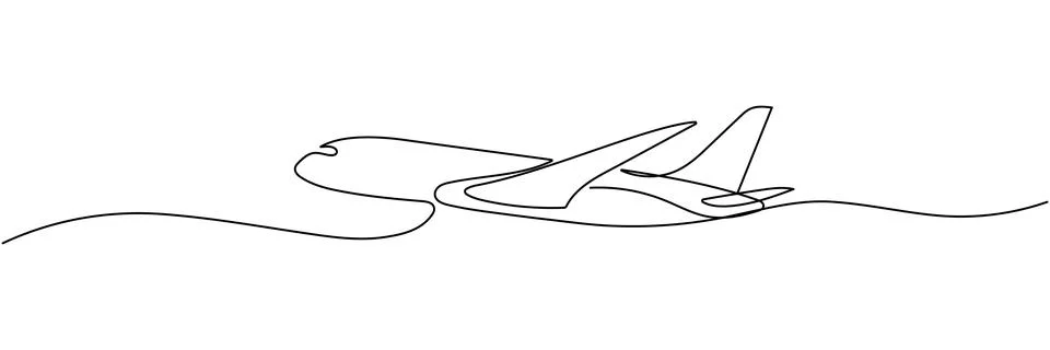 Continuous line passenger plane icon representing travel and aviation. Edit.. 스톡 일러스트
