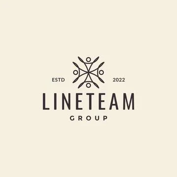Continuous line peoples group logo hipster Illustration