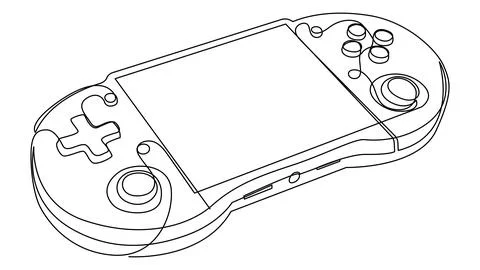 Continuous Line Portable Game Console Editable Stroke Stock Illustration