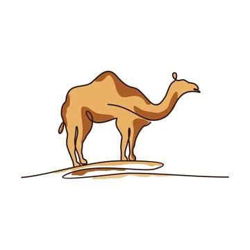 Continuous line premium camel modern minimalist style logo design Stock Illustration