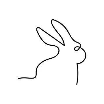 Continuous line rabbit icon. Simple silhoulette bunny symbol. Sign hare vecto Stock Illustration