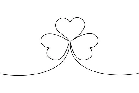 Continuous line shamrock vector with clover shape outline suitable for mode.. Stock Illustration