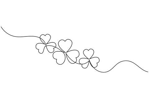 Continuous line shamrock vector with clover shape outline suitable for mode.. Stock Illustration