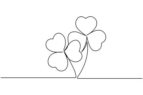 Continuous line shamrock vector with clover shape outline suitable for mode.. Stock Illustration