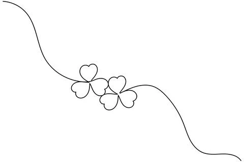 Continuous line shamrock vector with clover shape outline suitable for mode.. Stock Illustration