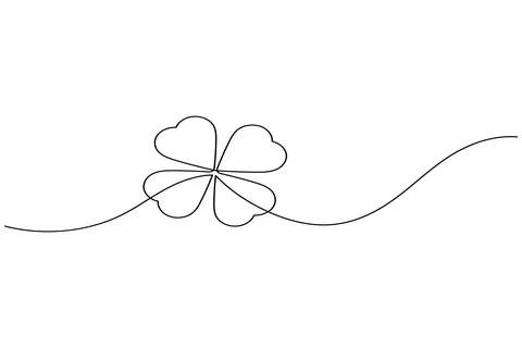 Continuous line shamrock vector with clover shape outline suitable for mode.. Stock Illustration