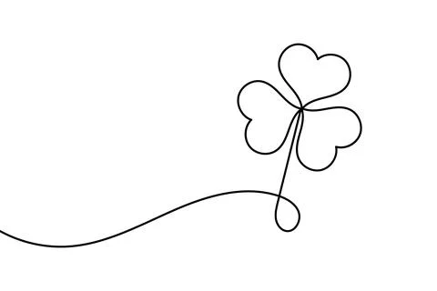 Continuous line shamrock vector with clover shape outline suitable for mode.. Illustrazione stock