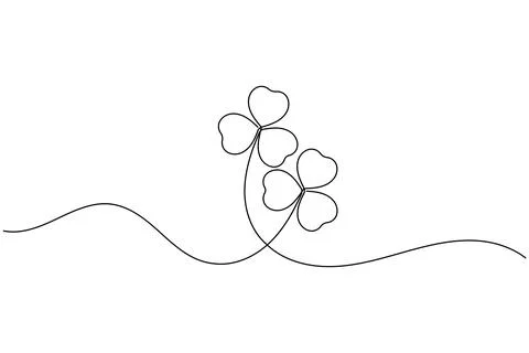 Continuous line shamrock vector with clover shape outline suitable for mode.. Stock Illustration