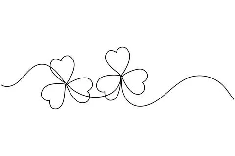 Continuous line shamrock vector with clover shape outline suitable for mode.. Stock Illustration