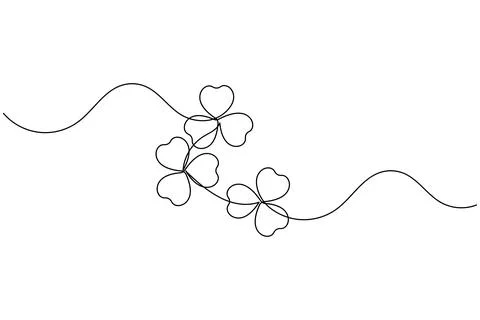 Continuous line shamrock vector with clover shape outline suitable for mode.. Illustrazione stock