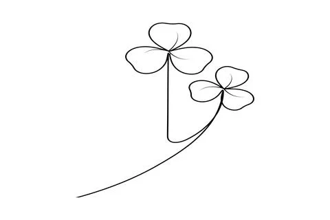 Continuous line shamrock vector with clover shape outline suitable for mode.. Illustrazione stock