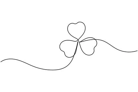 Continuous line shamrock vector with clover shape outline suitable for mode.. Stock Illustration