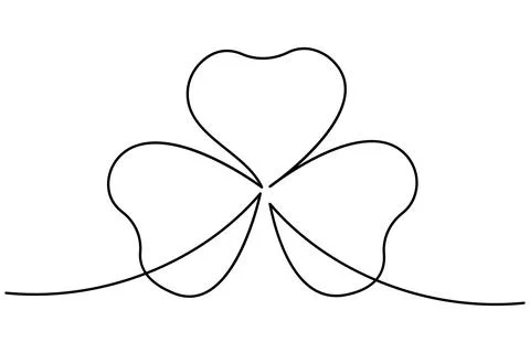 Continuous line shamrock vector with clover shape outline suitable for mode.. Stock Illustration