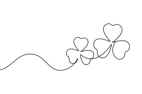 Continuous line shamrock vector with clover shape outline suitable for mode.. Illustrazione stock