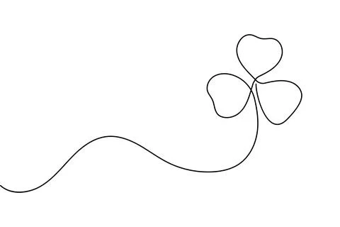 Continuous line shamrock vector with clover shape outline suitable for mode.. Illustrazione stock