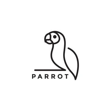 Continuous line simple parrot logo Illustrazione stock