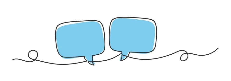 Continuous line speech bubbles drawing Illustrazione stock