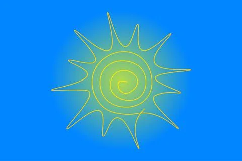 Continuous line sun art. Single line sketch sunny summer travel concept. Icon Stock-Illustration