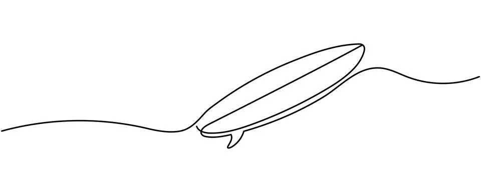 Continuous line surfboard icon representing surfing and summer water sports.. 스톡 일러스트