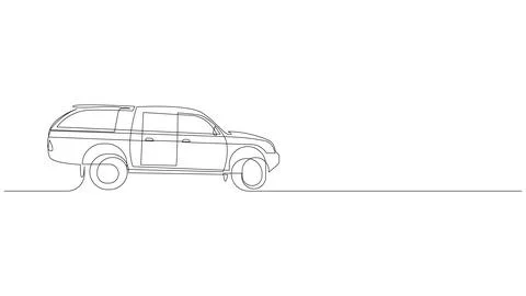Continuous Line SUV Banner Editable Stroke 스톡 일러스트