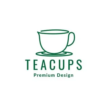 Continuous line tea green cup logo symbol icon vector graphic design illust.. Stock Illustration