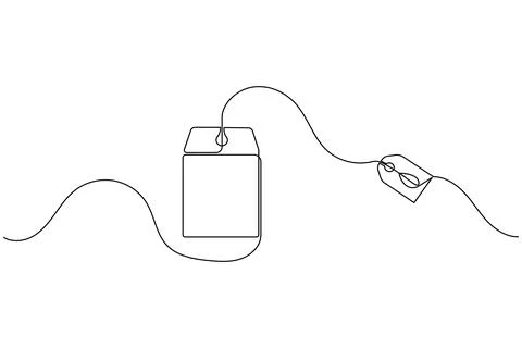 Continuous line tea tags design isolated on white background Stock Illustration