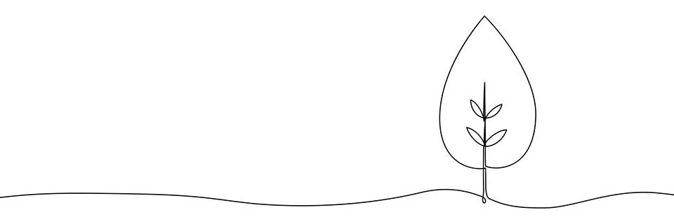 Continuous line tree drawing art one outline forest silhouette single. Tree Illustrazione stock